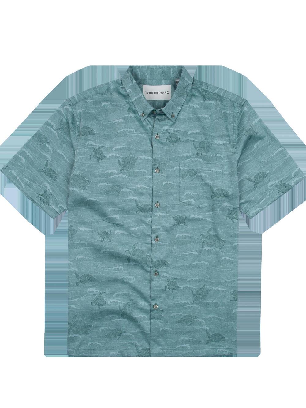 NEW TORI RICHARD men's honu ocean shirt in blue